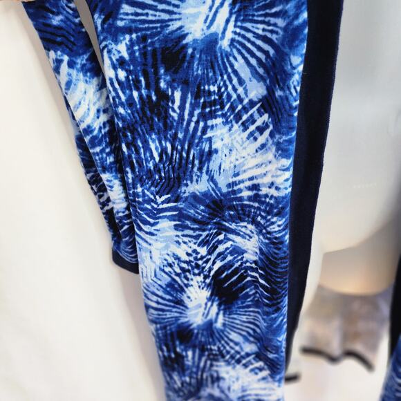 Lands End Women's Blue Tie Dye Open Front Long Sleeve Cardigan Sweater M/Tall - Picture 8 of 14